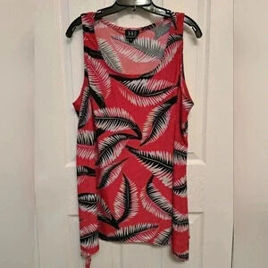 ❤️ N.W.D New Woman Design  Tropical Print Leaf Sleeveless Top Women's Size 3x